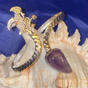 Peruvian Amethyst statement leaves Flower cuff